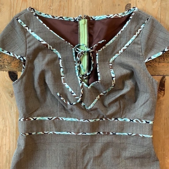 𝅺JENNIFER Reale Design Brown Plaid Tunic Mini Dress Boutique Designer 6 - Picture 10 of 16